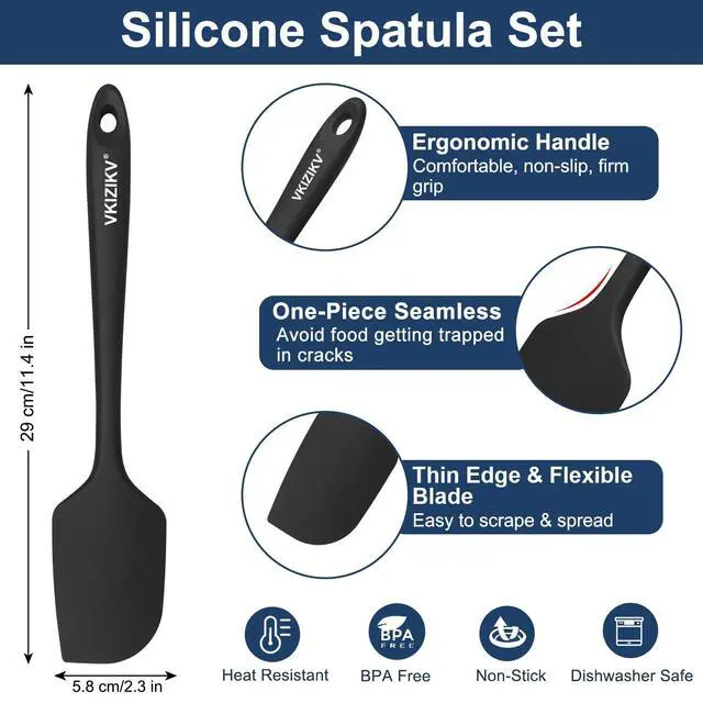 Alt view image 2 of 7 - Pcs Silicone Spatula Set, 11.4 In, 600°F Heat Resistant Rubber Spatulas for Baking, Cooking & Mixing, Flexible and Non-Stick Kitchen Utensils, Seamless & Dishwasher Safe (Multicolor)