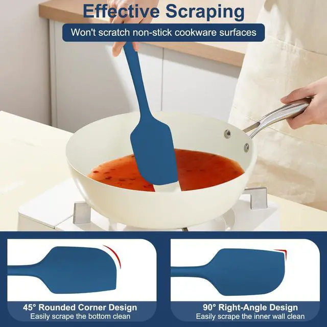 Alt view image 4 of 7 - Pcs Silicone Spatula Set, 11.4 In, 600°F Heat Resistant Rubber Spatulas for Baking, Cooking & Mixing, Flexible and Non-Stick Kitchen Utensils, Seamless & Dishwasher Safe (Multicolor)