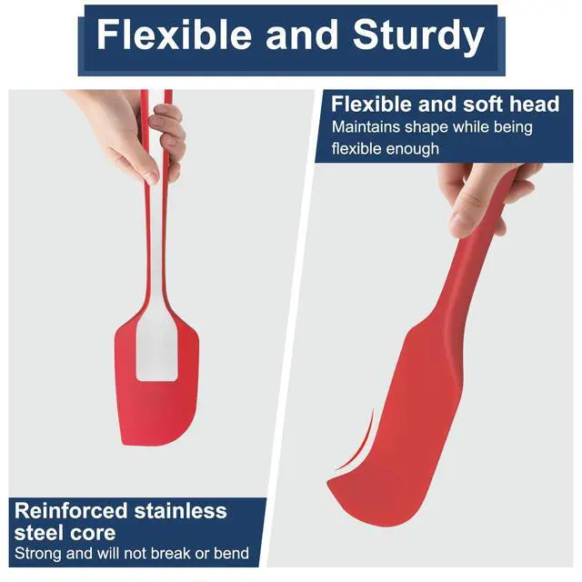 Alt view image 5 of 7 - Pcs Silicone Spatula Set, 11.4 In, 600°F Heat Resistant Rubber Spatulas for Baking, Cooking & Mixing, Flexible and Non-Stick Kitchen Utensils, Seamless & Dishwasher Safe (Multicolor)