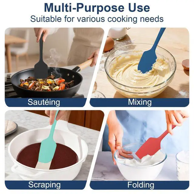 Alt view image 6 of 7 - Pcs Silicone Spatula Set, 11.4 In, 600°F Heat Resistant Rubber Spatulas for Baking, Cooking & Mixing, Flexible and Non-Stick Kitchen Utensils, Seamless & Dishwasher Safe (Multicolor)