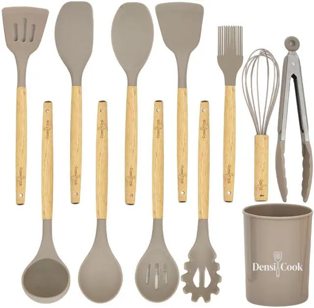 Main image of Silicone Cooking Utensils Set - 446°F Heat Resistant Silicone Kitchen Utensils Set, Spatula,Turner Tongs, Spoon, Whisk,Kitchen Gadgets for Nonstick Cookware, BPA FreeKhaki