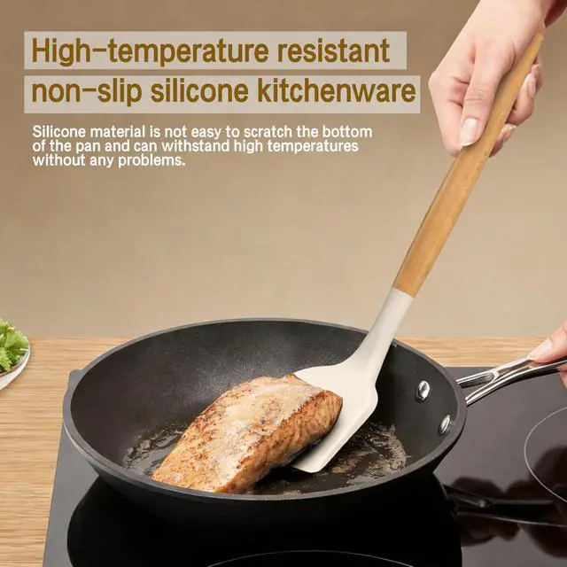 Alt view image 6 of 7 - Silicone Cooking Utensils Set - 446°F Heat Resistant Silicone Kitchen Utensils Set, Spatula,Turner Tongs, Spoon, Whisk,Kitchen Gadgets for Nonstick Cookware, BPA FreeKhaki