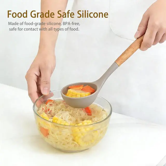 Alt view image 5 of 7 - Silicone Cooking Utensils Set - 446°F Heat Resistant Silicone Kitchen Utensils Set, Spatula,Turner Tongs, Spoon, Whisk,Kitchen Gadgets for Nonstick Cookware, BPA FreeKhaki