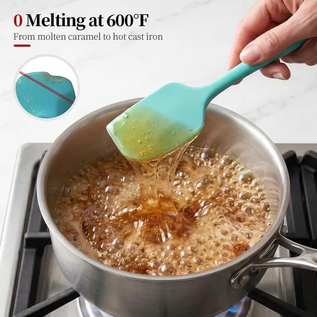 Alt view image 3 of 7 - 600ºF Heat Resistant Large Silicone Spatula for Baking, Aqua Sky