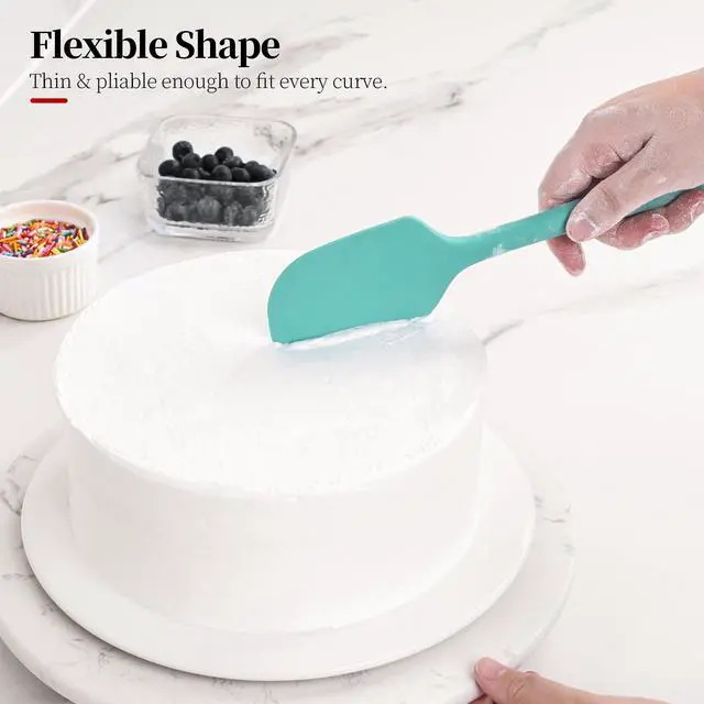 Alt view image 5 of 7 - 600ºF Heat Resistant Large Silicone Spatula for Baking, Aqua Sky