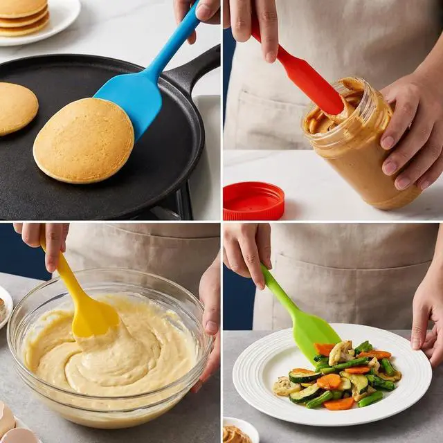 Alt view image 4 of 7 - 5PCS Silicone Rubber Spatula Set, Food Grade BPA-Free Spatulas for kitchen Use, Heat Resistant Spatula for Cooking & Baking, Dishwasher Safe