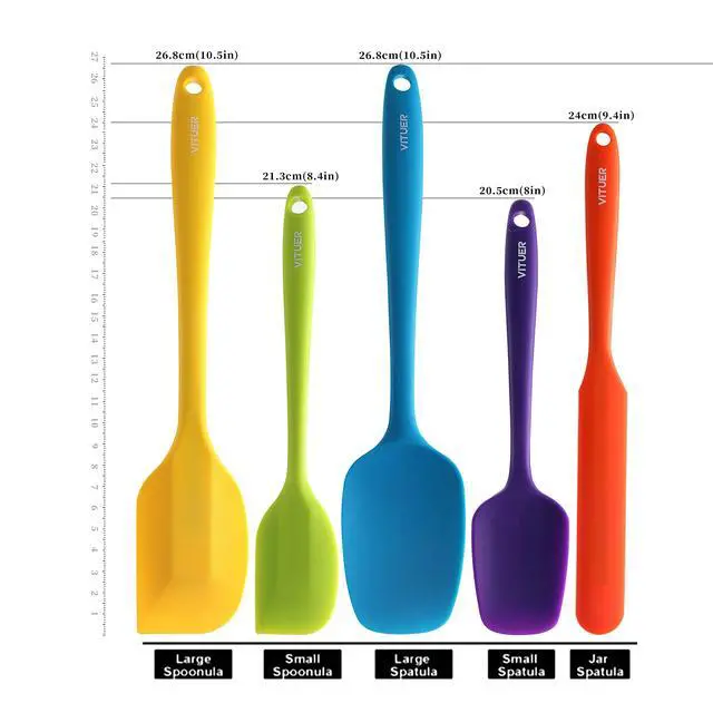 Alt view image 2 of 7 - 5PCS Silicone Rubber Spatula Set, Food Grade BPA-Free Spatulas for kitchen Use, Heat Resistant Spatula for Cooking & Baking, Dishwasher Safe
