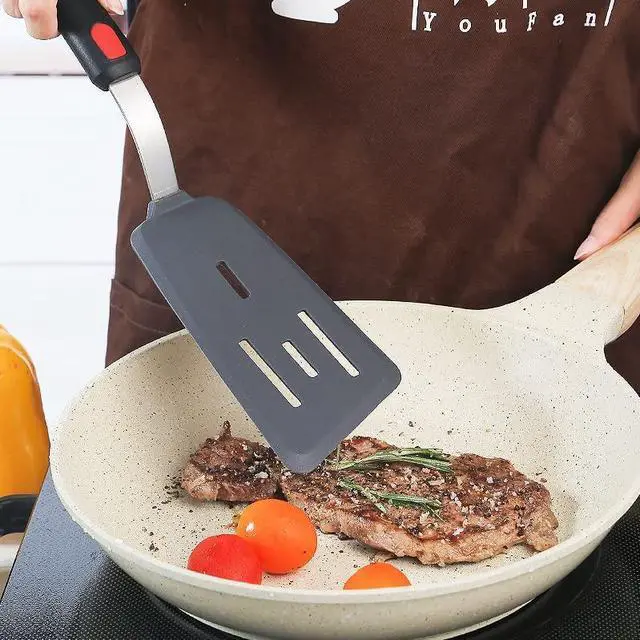 Alt view image 6 of 7 - Silicone Spatula Turner for Nonstick Cookware, Cooking Spatulas 600°F Heat Resistant Large Flexible Rubber Spatula Set of 3, Kitchen Utensils for Flipping Eggs, Burgers, Pancakes, Crepes
