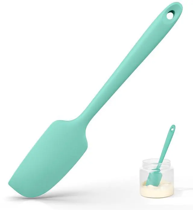 Main image of Small Mini Silicone Spatula: 9×2inch 600ºF Heat-Resistant Food-Grade Jar Scraper for Kitchen Use, Non-Stick Seamless Flexible Baking Utensil for Mixing, Scraping Jam in Bowl or Cup (Aqua Sky)