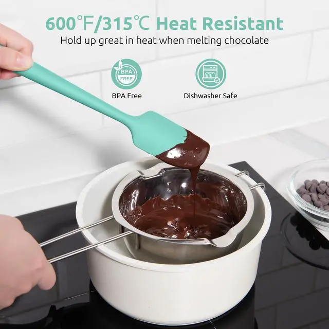 Alt view image 3 of 7 - Small Mini Silicone Spatula: 9×2inch 600ºF Heat-Resistant Food-Grade Jar Scraper for Kitchen Use, Non-Stick Seamless Flexible Baking Utensil for Mixing, Scraping Jam in Bowl or Cup (Aqua Sky)