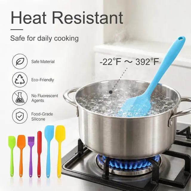 Alt view image 5 of 7 - Piece Premium Silicone Spatula Set - Heat Resistant, Dishwasher Safe Turner, Nonstick Silicone Spatulas for Kitchen Use, Cooking