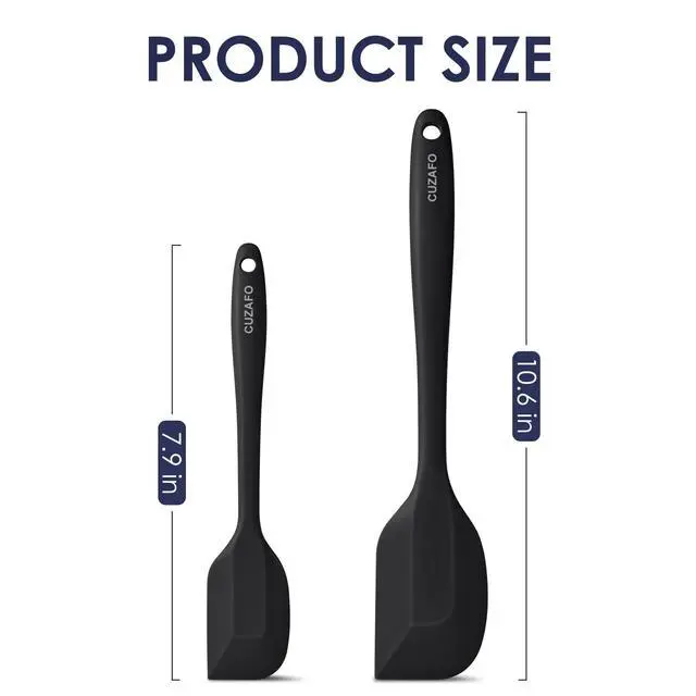 Alt view image 2 of 6 - Heat Resistant 600 Silicone Spatula, BPA Free Mixing Spatulas set Dishwasher Safe for Nonstick Cookware, Black