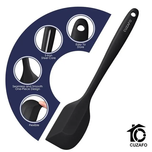 Alt view image 4 of 6 - Heat Resistant 600 Silicone Spatula, BPA Free Mixing Spatulas set Dishwasher Safe for Nonstick Cookware, Black