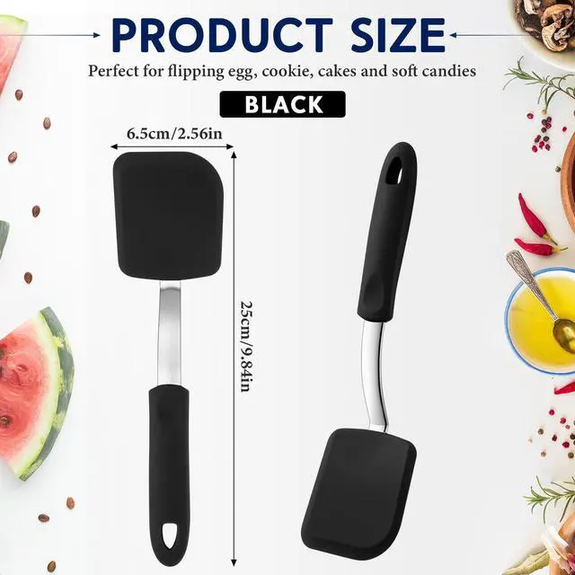 Alt view image 2 of 6 - Small Silicone Spatula Flexible Silicone Cookie Spatula Heat Resistant Small Pancake Turner for Kitchen Use Nonstick Cookware No Scratch Cooking Flipper for Egg Pancake