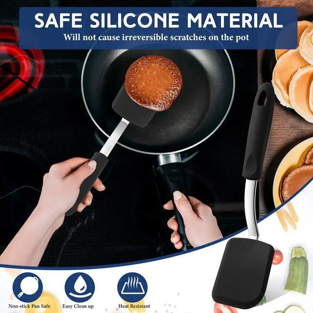 Alt view image 5 of 6 - Small Silicone Spatula Flexible Silicone Cookie Spatula Heat Resistant Small Pancake Turner for Kitchen Use Nonstick Cookware No Scratch Cooking Flipper for Egg Pancake