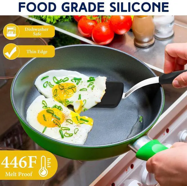 Alt view image 4 of 6 - Small Silicone Spatula Flexible Silicone Cookie Spatula Heat Resistant Small Pancake Turner for Kitchen Use Nonstick Cookware No Scratch Cooking Flipper for Egg Pancake