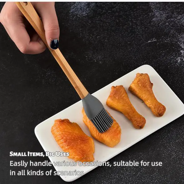 Alt view image 2 of 7 - Piece Silicone Spatulas,Mini Rubber Spatula Bamboo Handle,Heat Resistant Silicone Set,Non-Stick Kitchen Utensils For Baking,Cooking and Stir(colorful)