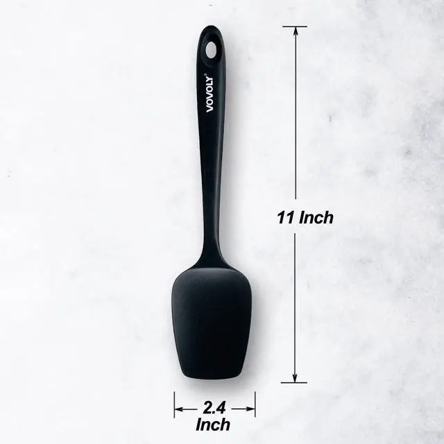 Alt view image 3 of 7 - Silicone Spatula Set, High Heat Resistan Rubber Spoon Spatula, Non-Stick Spoonula with Seamless One Piece Design, Flexible Scrapers Baking Mixing Tool,3 Pack, Black