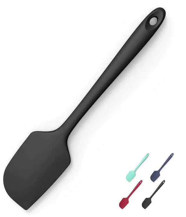 Main image of 600°F Heat Resistant Silicone Spatula, Doosu High Temp Flexible Kitchen Rubber Bowl Scrapers Food Grade Seamless Baking Supplies Scratch-Proof for Scraping Non-Stick Pans (Black, 11.4in)