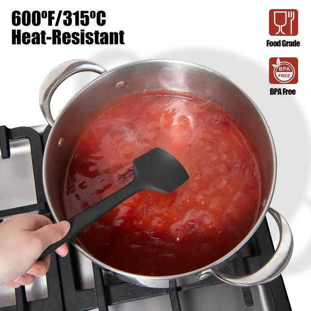 Alt view image 3 of 7 - 600°F Heat Resistant Silicone Spatula, Doosu High Temp Flexible Kitchen Rubber Bowl Scrapers Food Grade Seamless Baking Supplies Scratch-Proof for Scraping Non-Stick Pans (Black, 11.4in)