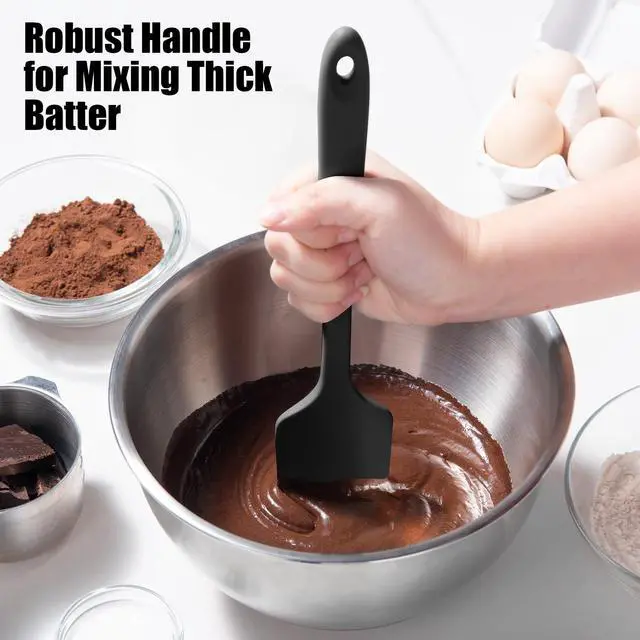 Alt view image 5 of 7 - 600°F Heat Resistant Silicone Spatula, Doosu High Temp Flexible Kitchen Rubber Bowl Scrapers Food Grade Seamless Baking Supplies Scratch-Proof for Scraping Non-Stick Pans (Black, 11.4in)