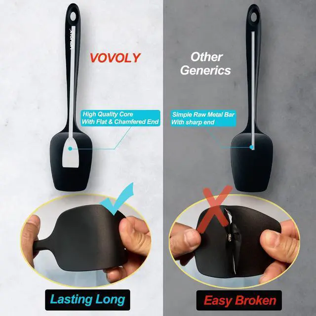 Alt view image 4 of 7 - Silicone Spatula Set, High Heat Resistan Rubber Spoon Spatula, Non-Stick Spoonula with Seamless One Piece Design, Flexible Scrapers Baking Mixing Tool,3 Pack, Black