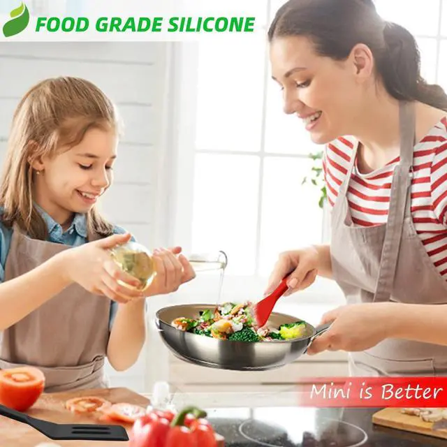 Alt view image 2 of 7 - Mini Silicone Brownie Serving Spatula Set Flexible Non Stick Serve Turner Heat Resistant Cooking Spatula for Flip Eggs Crepe Steak Pizza Kitchen Utensil (Red, Black)