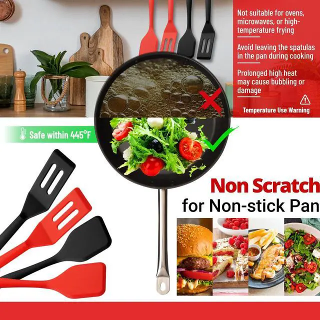 Alt view image 4 of 7 - Mini Silicone Brownie Serving Spatula Set Flexible Non Stick Serve Turner Heat Resistant Cooking Spatula for Flip Eggs Crepe Steak Pizza Kitchen Utensil (Red, Black)
