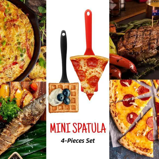 Alt view image 7 of 7 - Mini Silicone Brownie Serving Spatula Set Flexible Non Stick Serve Turner Heat Resistant Cooking Spatula for Flip Eggs Crepe Steak Pizza Kitchen Utensil (Red, Black)