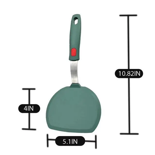 Alt view image 3 of 6 - Silicone Pancake Spatula Turner for Cooking and Baking- 600°F Heat Resistant Rubber Egg Spatulas (Green Round Spatula)