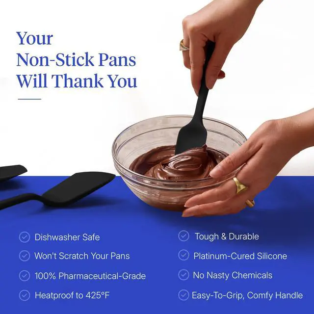 Alt view image 4 of 7 - Get It Right 5-Piece Silicone Ultimate Kitchen Utensils Set - Ladle, Spatula, Flip, Spoon & Spoonula - Non-Toxic Cooking Utensils for Nonstick Cookware, Cooking and Baking - Black