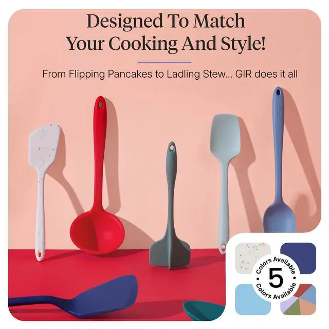 Alt view image 6 of 7 - Get It Right 5-Piece Silicone Ultimate Kitchen Utensils Set - Ladle, Spatula, Flip, Spoon & Spoonula - Non-Toxic Cooking Utensils for Nonstick Cookware, Cooking and Baking - Black