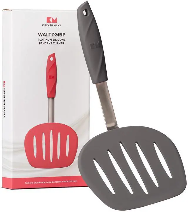 Main image of WaltzGrip Platinum Silicone Pancake Spatula Turner, Metal Gray