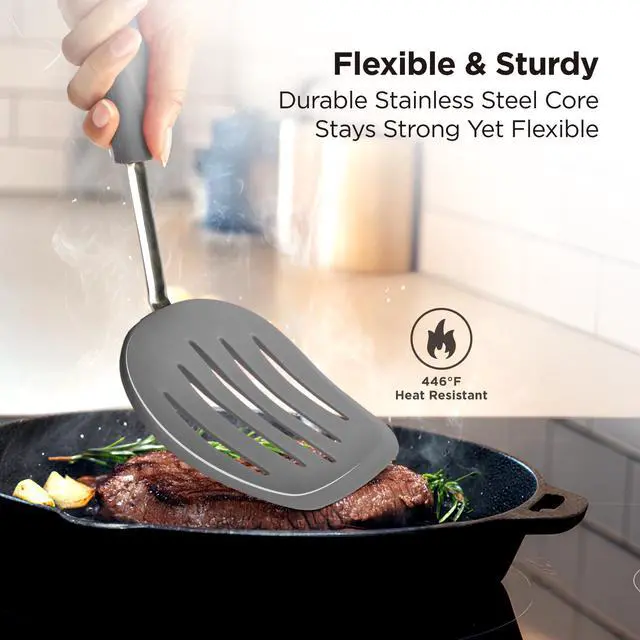 Alt view image 4 of 7 - WaltzGrip Platinum Silicone Pancake Spatula Turner, Metal Gray