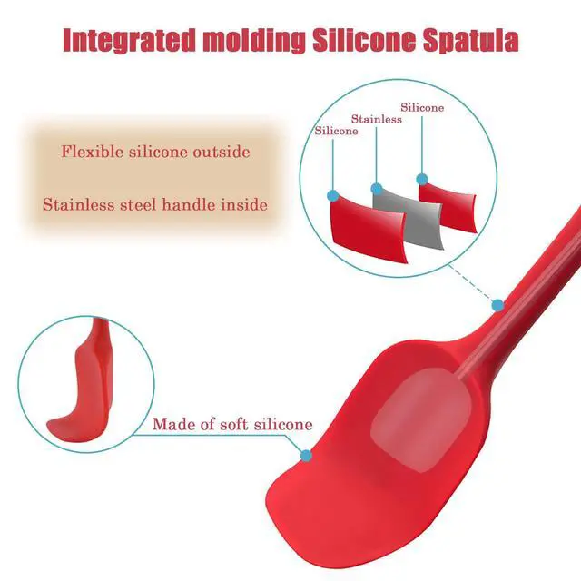 Alt view image 3 of 7 - Silicone Spatula Set, Rubber Spoon Spatula for Baking, Heat Resistant Cooking Utensil, Flexible Silicone Spoon Baking Mixing Tool Cooking Gadget (4-Piece)