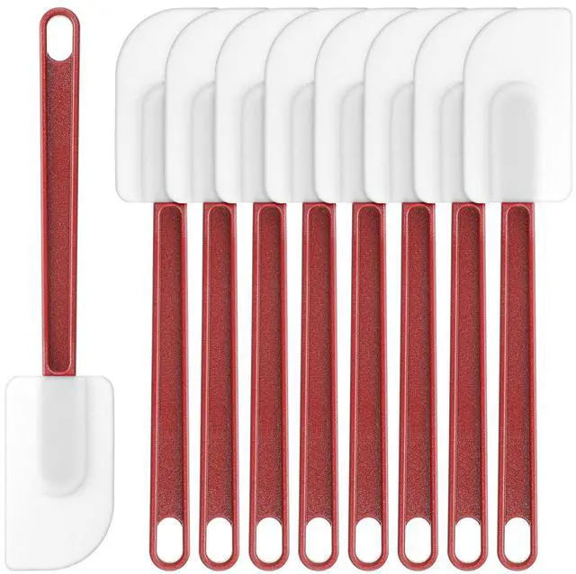 Main image of 9 Pcs Silicone Spatula 10 Inch, Commercial Spatula 500 Heat Resistant Non-Stick Heavy Duty Scraper Rubber Spatulas for Kitchen Cook Bake Mix Fry Spread, Dishwasher Safe (Brown Red and White)