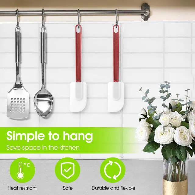 Alt view image 4 of 7 - 9 Pcs Silicone Spatula 10 Inch, Commercial Spatula 500 Heat Resistant Non-Stick Heavy Duty Scraper Rubber Spatulas for Kitchen Cook Bake Mix Fry Spread, Dishwasher Safe (Brown Red and White)