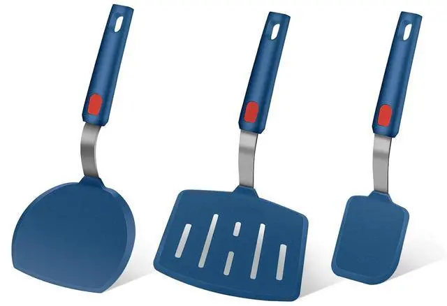 Main image of Silicone Spatula Turner Set of 3, Heat Resistant Large Wide Spatula for Pancake, Silicone Fish Spatulas Flipper for Cooking & Non-stick Cookware, BPA Free Rubber Cooking Untensil Set