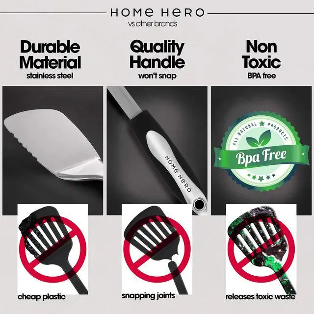 Alt view image 3 of 7 - Stainless Steel Kitchen Utensils Set - Heat-Resistant Silicone & Nonstick Tools - Durable Stainless Steel Kitchen Gadgets - Complete Kit Measuring Cups & Spoons - 41-Piece Set