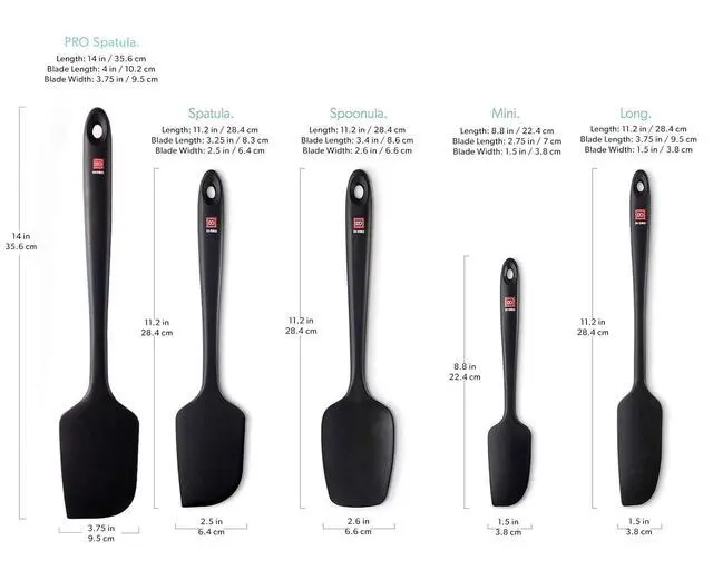Alt view image 5 of 7 - Silicone Spatula Set - Rubber Kitchen Spatulas for Baking, Cooking, & Mixing - 600°F Heat-Resistant & BPA Free Silicone Scraper Spatulas for Nonstick Cookware - Dishwasher Safe (5pc, Black)