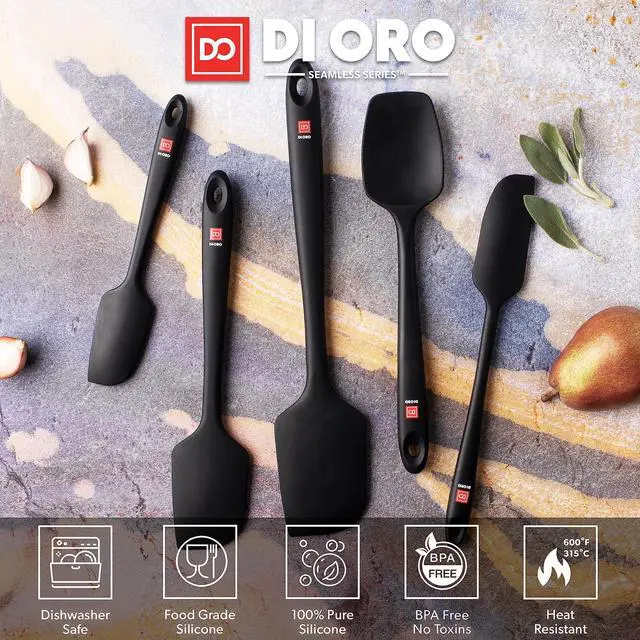 Alt view image 3 of 7 - Silicone Spatula Set - Rubber Kitchen Spatulas for Baking, Cooking, & Mixing - 600°F Heat-Resistant & BPA Free Silicone Scraper Spatulas for Nonstick Cookware - Dishwasher Safe (5pc, Black)