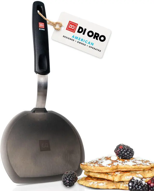 Main image of Silicone Turner Pancake Spatula - Nonstick Cookware Safe 600°F Heat-Resistant Flexible & Thin Cooking Flipper for Eggs - Reinforced Stainless Steel Core - BPA Free & Dishwasher Safe by