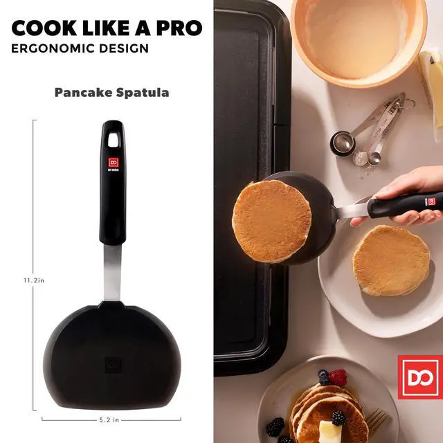 Alt view image 6 of 7 - Silicone Turner Pancake Spatula - Nonstick Cookware Safe 600°F Heat-Resistant Flexible & Thin Cooking Flipper for Eggs - Reinforced Stainless Steel Core - BPA Free & Dishwasher Safe by