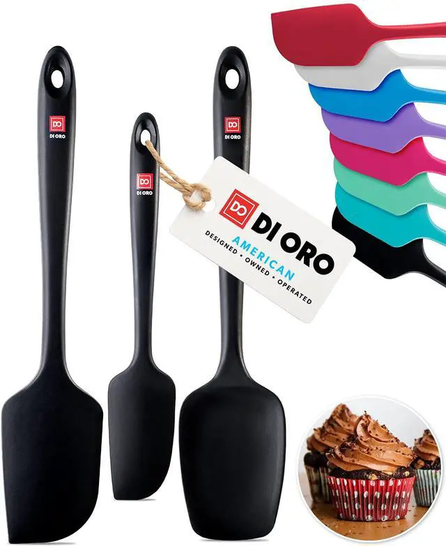 Main image of Silicone Spatula Set - Rubber Kitchen Spatulas for Baking, Cooking, & Mixing - 600°F Heat-Resistant & BPA Free Silicone Scraper Spatulas for Nonstick Cookware - Dishwasher Safe (3pc, Black)