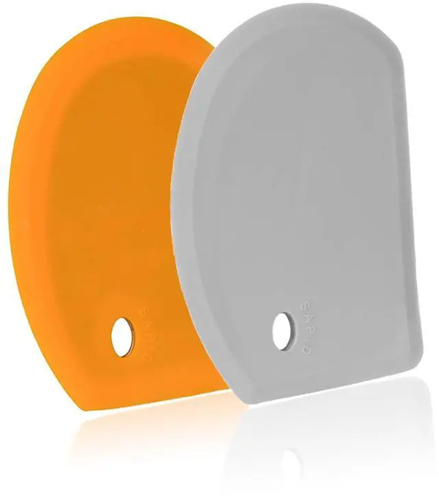 Main image of Silicone Dough Scraper with Stainless Steel Sheet, Curved Edge Flexible Bowl Scraper for Baking, Food Grade Silicone Bench Scraper for Sourdough Bread Proofing Basket, Set of 2, Gray & Orange,
