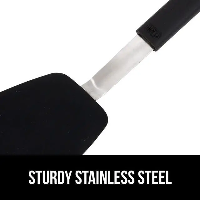 Alt view image 7 of 7 - Free Silicone Spatula for Non Stick Frying Pan, Heat Resistant Flexible Head, Patented Soft Comfortable Handle, Non-Scratch Kitchen Turner, Flip Burgers, Pancakes, 11.6 in, Black