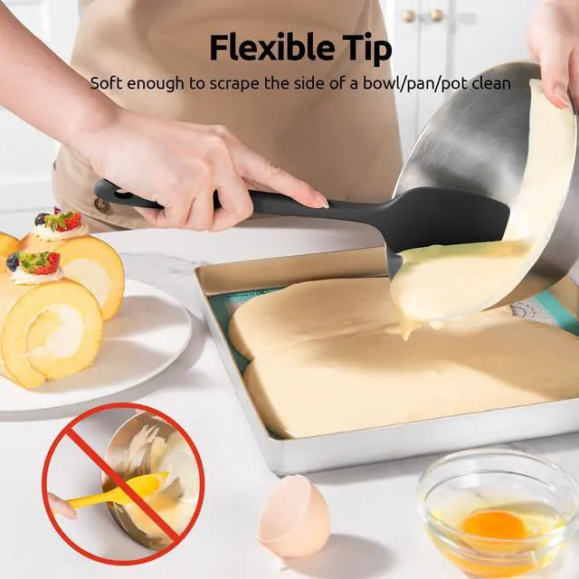 Alt view image 4 of 7 - Silicone Spatula Set with 600 Degrees Fahrenheit Heat Resistant (Black)