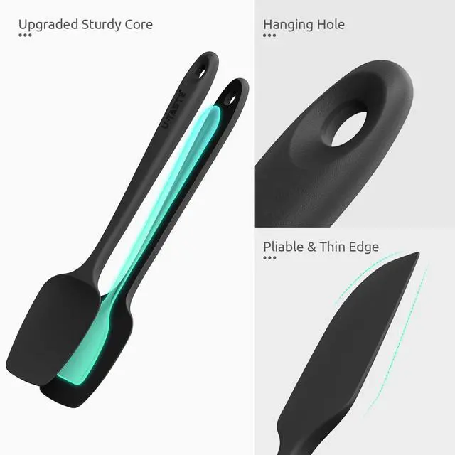 Alt view image 6 of 7 - Silicone Spatula Set with 600 Degrees Fahrenheit Heat Resistant (Black)