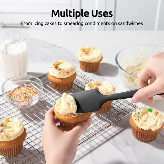 Alt view image 7 of 7 - Silicone Spatula Set with 600 Degrees Fahrenheit Heat Resistant (Black)