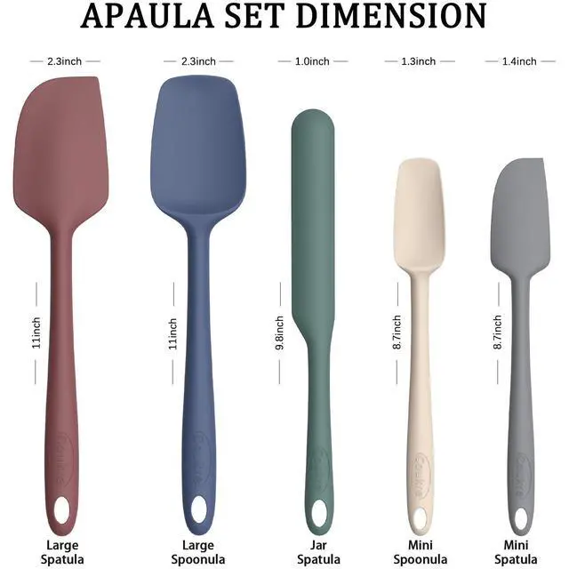 Alt view image 3 of 6 - Silicone Spatula Set of 5,High Temperature Resistant, Food Grade Silicone, Dishwasher Safe, for Baking, Cooking (Pure Colorful A)